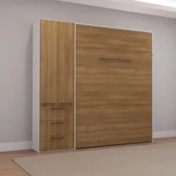 Queen Murphy Bed with Storage Unit - Brown Sale