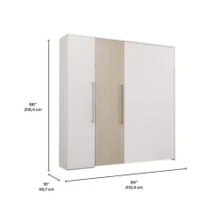 Queen Murphy Bed with Storage Unit - White & Grey Online