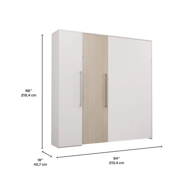 Queen Murphy Bed with Storage Unit - White & Grey Online