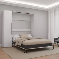 Queen Murphy Bed with Storage Unit - White & Grey Online