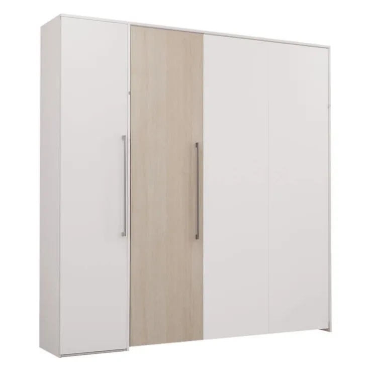 Queen Murphy Bed with Storage Unit - White & Grey Online
