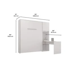 Queen Murphy Bed with Storage Cabinets and Desk - White Online