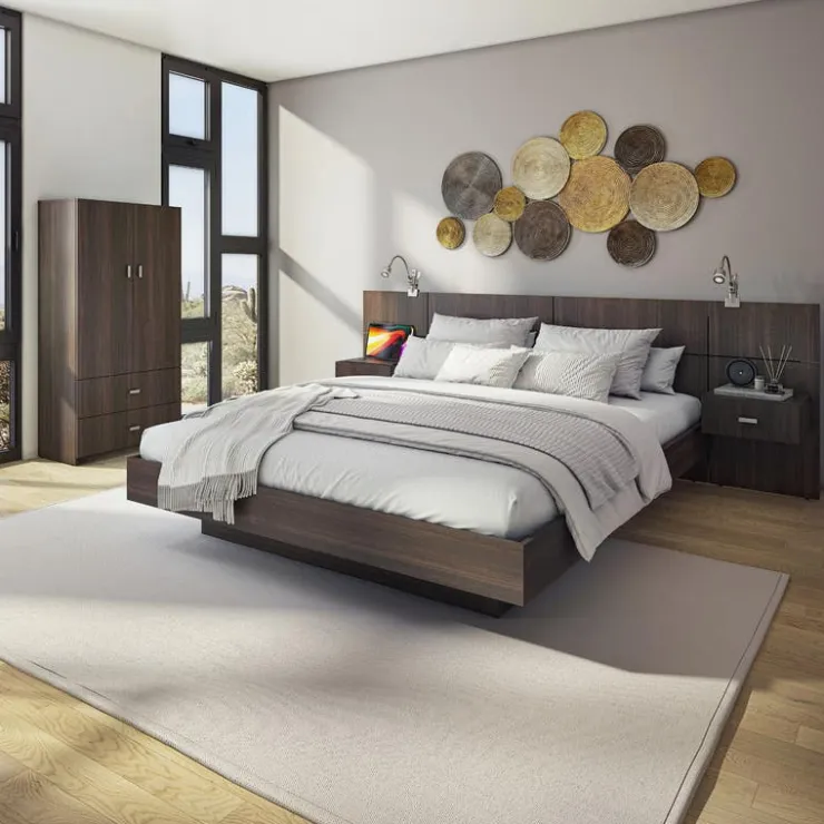 SUA-V Queen Platform Bed (60") Brown Clearance
