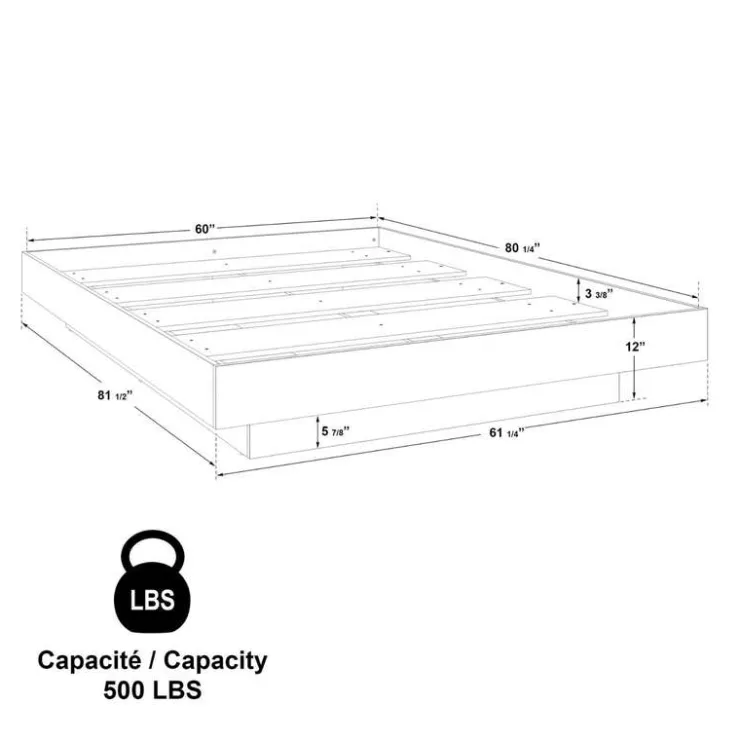SUA-V Queen Platform Bed (60") Brown Clearance