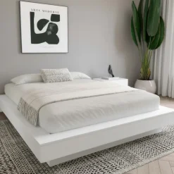 Nexera Queen Platform Bed (60") - White wood grain Discount