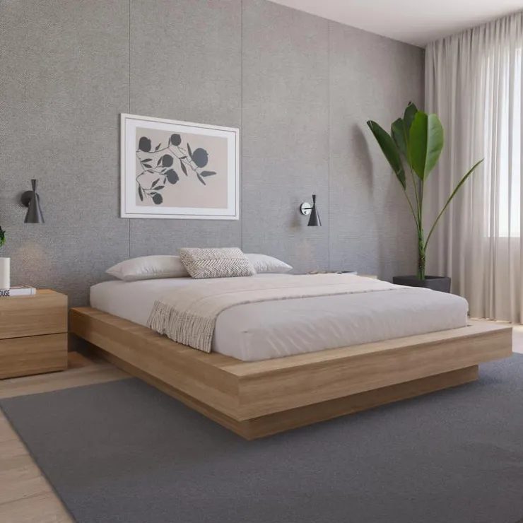 Nexera Queen Platform Bed (60") - Brown Oak Best