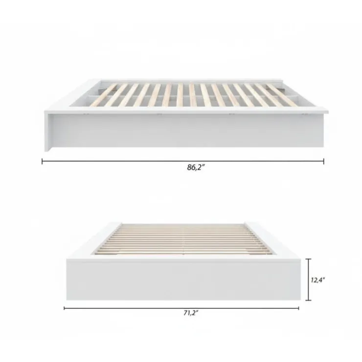 Nexera Queen Platform Bed (60") - White wood grain Clearance