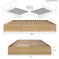 Nexera Queen Platform Bed with 3-Drawer Storage (60