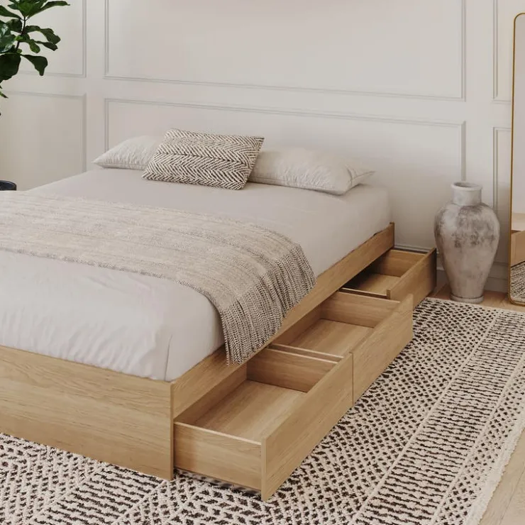 Nexera Queen Platform Bed with 3-Drawer Storage (60") - Beige Best