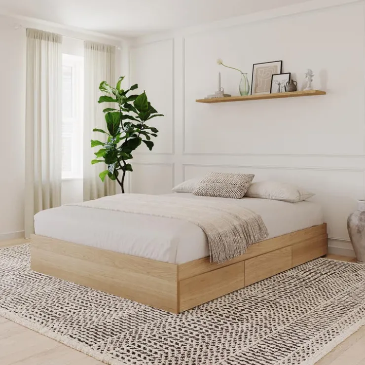 Nexera Queen Platform Bed with 3-Drawer Storage (60") - Beige Best