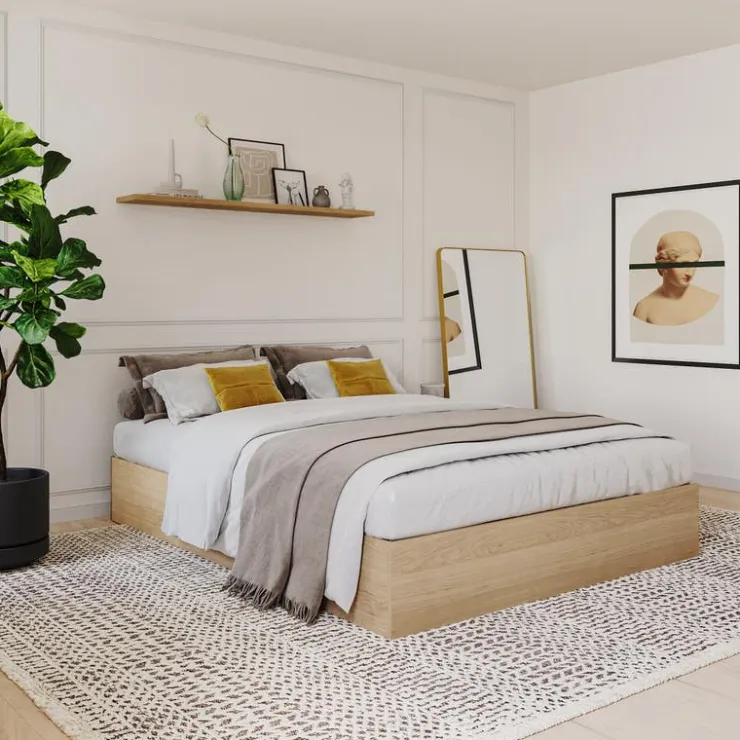 Nexera Queen Platform Bed with 3-Drawer Storage (60") - Beige Best