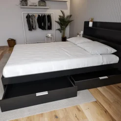 Nexera Queen Platform Bed with 2-Drawer Storage (60") - Black Clearance