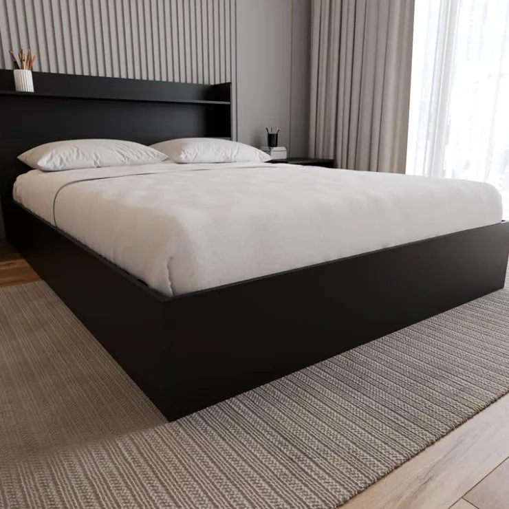 Nexera Queen Platform Bed with 2-Drawer Storage (60") - Black Clearance