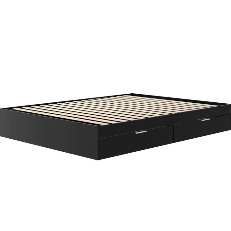 Nexera Queen Platform Bed with 2-Drawer Storage (60") - Black Clearance