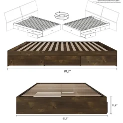 Nexera Queen Platform Bed with 3-Drawer Storage (60") - Brown Sale