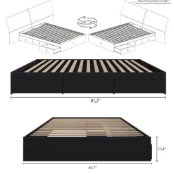 Nexera Queen Platform Bed with 3-Drawer Storage (60