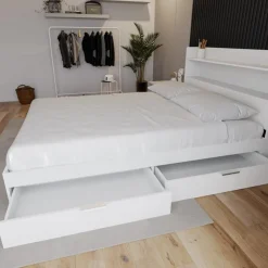 Nexera Queen Platform Bed with 2-Drawer Storage (60") - White Best