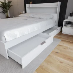 Nexera Queen Platform Bed with 2-Drawer Storage (60