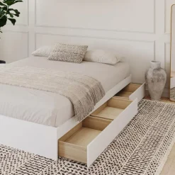 Nexera Queen Platform Bed with 3-Drawer Storage (60