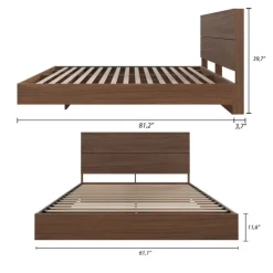 Nexera Queen Platform Bed with Headboard (60'') - Brown Sale