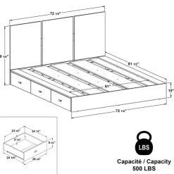 SUA-V Queen Platform Bed with Headboard (60") Fashionista Clearance