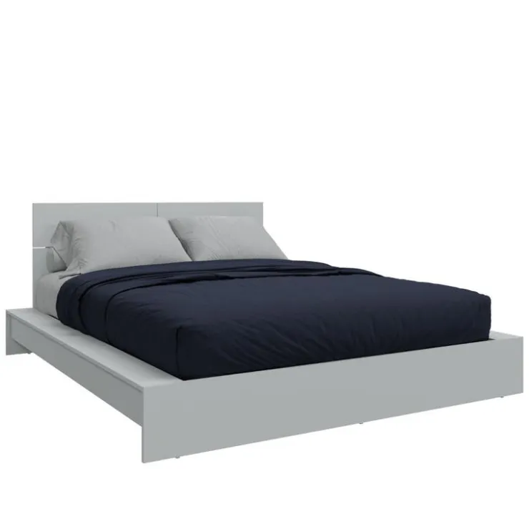 SUA-V Queen Platform Bed with Headboard (60") White Hot