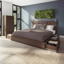 SUA-V Queen Platform Bed with Headboard (60") Taupe Best