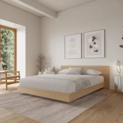 Nexera Queen Platform Bed with Headboard (60") - Natural blonde oak Online