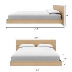 Nexera Queen Platform Bed with Headboard (60") - Natural blonde oak Online