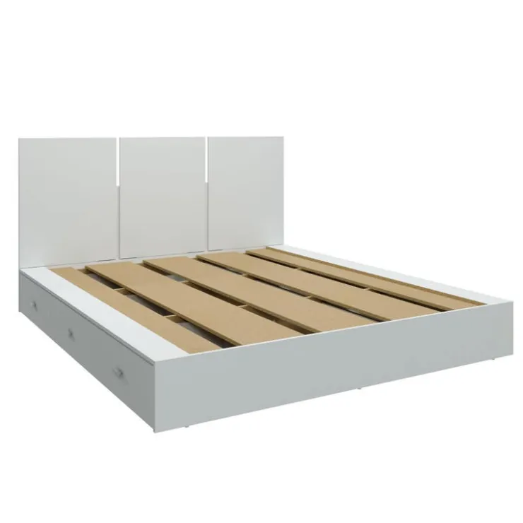 SUA-V Queen Platform Bed with Headboard (60") White Outlet