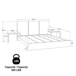 SUA-V Queen Platform Bed with Integrated Bedside Tables (60