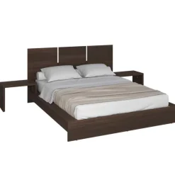 SUA-V Queen Platform Bed with Integrated Bedside Tables (60") Brown Sale
