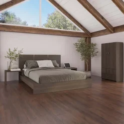 SUA-V Queen Platform Bed with Integrated Bedside Tables (60") Brown Sale