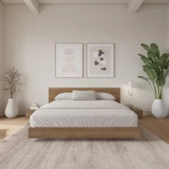 Nexera Queen Platform Bedroom Set (60") - 4 pcs - Brown oak New
