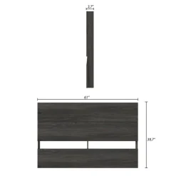 Nexera Queen Size Panel Headboard, Bark - Grey Outlet