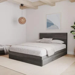 Nexera Queen Size Panel Headboard, Bark - Grey Outlet