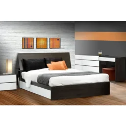 Nexera Queen Size Panel Headboard, Ebony - Dark Grey New
