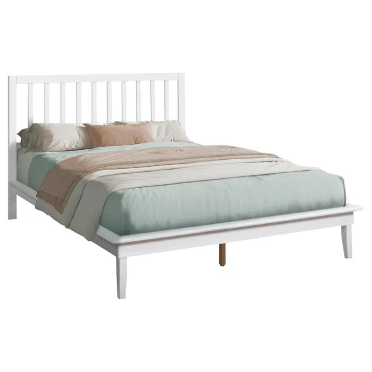 Monarch Queen Solid Wood Bed with Headboard (60") - White New