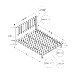 Monarch Queen Solid Wood Bed with Headboard (60