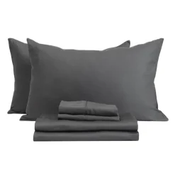Queen Split-Head Bamboo Rayon Bed Sheet Set - Charcoal Grey Sale
