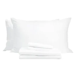 Queen Split-Head Bamboo Rayon Bed Sheet Set - White Outlet