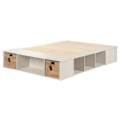 Meubles South Shore Queen Storage Bed and Baskets (60") - South Shore WINTER OAK AND RATTAN Online