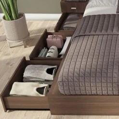 SUA-V Queen Storage Bedroom Set with 6-Drawer Storage (60") - 4 pcs Taupe Clearance