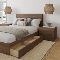 Nexera Queen Storage Bedroom Set (60") - 4 pcs - Walnut Outlet