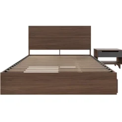 Nexera Queen Storage Bedroom Set (60") - 3 pcs - Walnut & Charcoal Clearance