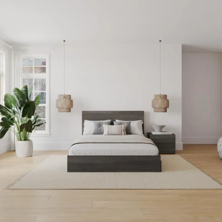 Nexera Queen Storage Bedroom Set (60") - 3 pcs - Bark Grey Online