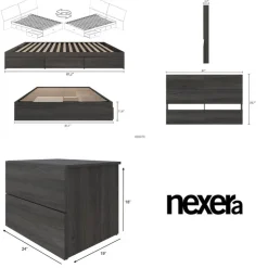 Nexera Queen Storage Bedroom Set (60") - 3 pcs - Bark Grey Online