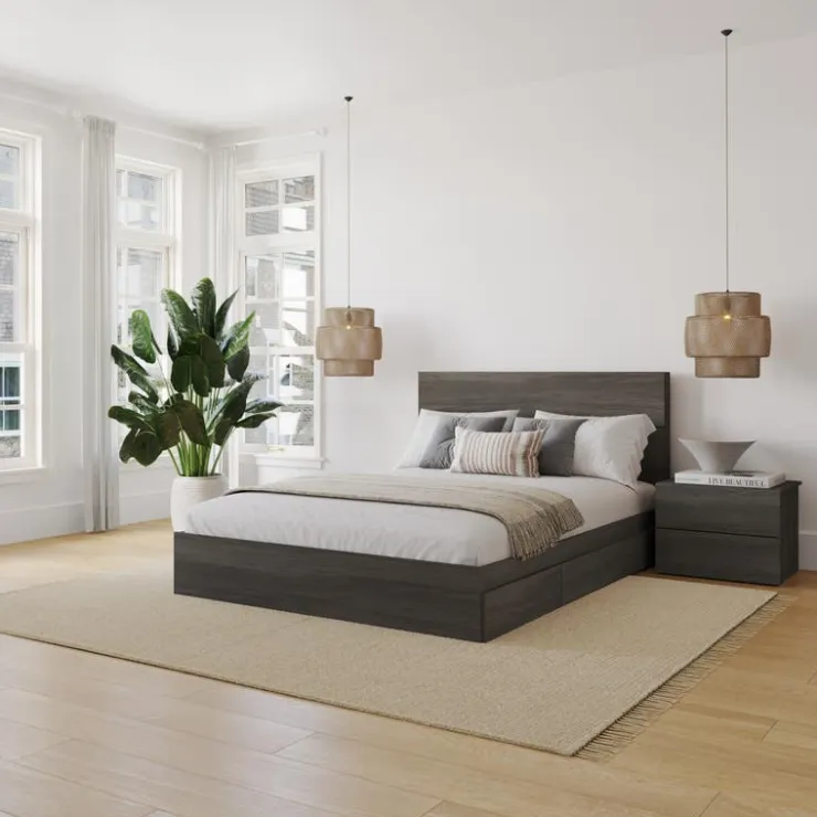 Nexera Queen Storage Bedroom Set (60") - 3 pcs - Bark Grey Online
