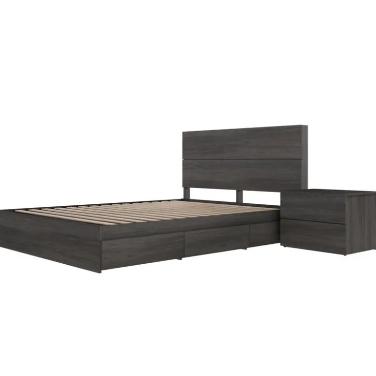 Nexera Queen Storage Bedroom Set (60") - 3 pcs - Bark Grey Online