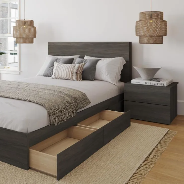 Nexera Queen Storage Bedroom Set (60") - 3 pcs - Bark Grey Online